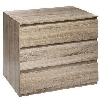Cómoda Beige de MDF con 3 Cajones - 78x48x73 Cm - Mueble de Almacenamiento con efecto madera natural