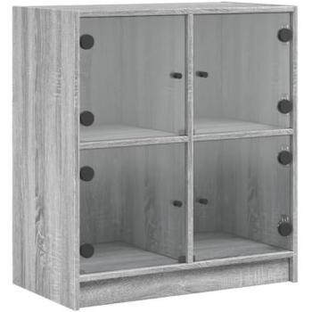 Armario auxiliar con puertas de vidrio gris Sonoma 68x37x75,5 cm