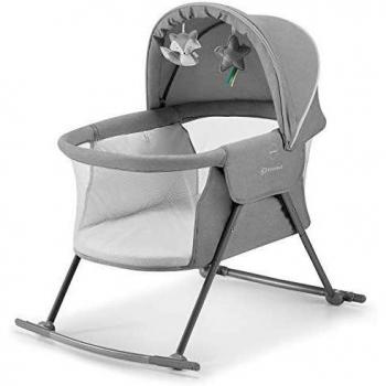 Kinderkraft Lovi 3 in 1 Portable Crib, Rocking Bassinet, and Baby Bouncer - Grey