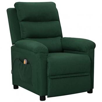 Sillón de masaje reclinable de tela verde oscuro vidaXL