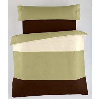 ESTELA - Juego de Funda nórdica Lisos Tricolor - Colores: Crema-Camel-Café
