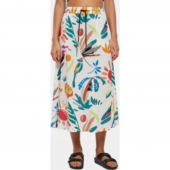 Urban Classics Women's High-Waisted Viscose Midi Skirt in White Sand Fruity