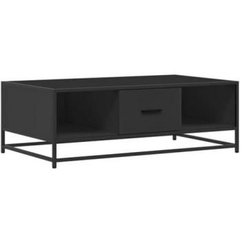 Mesa de centro de madera ingeniería y metal negro 100x57x35 cm