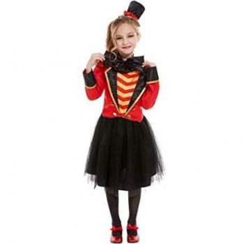 Smiffys 52169M - Disfraz de lujo de Ringmaster, para niñas, color rojo, talla M, para niños de 7 a 9 años