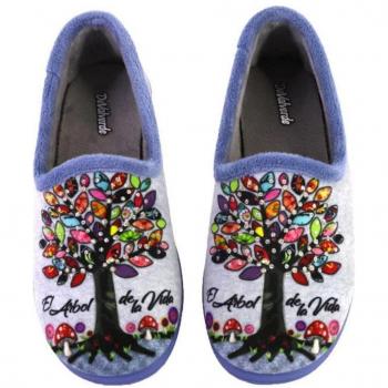 Zapatillas de casa cerrada con cuña de mujer DEVALVERDE 1138 azul árbol 623
