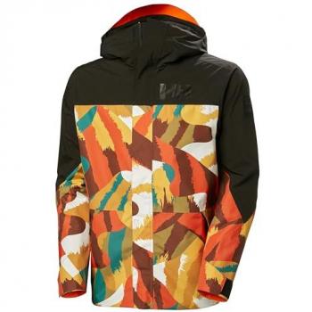 Chaqueta de esquí impermeable y transpirable Helly Hansen Ullr D Shell Graphic para hombre con capucha ajustable
