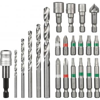 KWB 49108806 Conjunto de Accesorios de Puntas y Brocas - Incluye diversas brocas y puntas para taladrar, fabricadas en acero de alta calidad, con diseño ergonómico para un mejor agarre