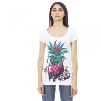 Just Cavalli Multicolor Cotton Short Sleeve Crew Neck T-Shirt with Front Print and Back Logo - Size M