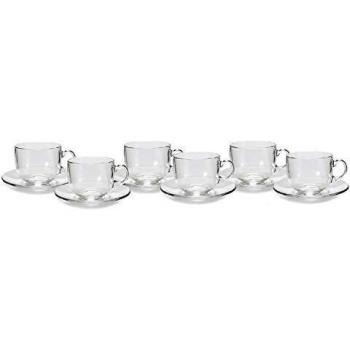 TU TENDENCIA ÚNICA Juego de 6 Tazas de Café y Platos de Cristal. 6 Tazas de 45 Cl Cada una