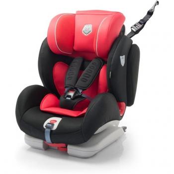Five Dot, Silla de coche bebe Grupo 1-2-3 Penta Fix Negra Roja, con isofix, Sistema antirotacional Top Tether y reclinable