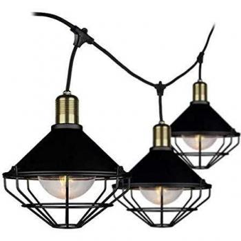 Catenaria LED 3m con 6 portalámparas E27, color negro mate, IP65
