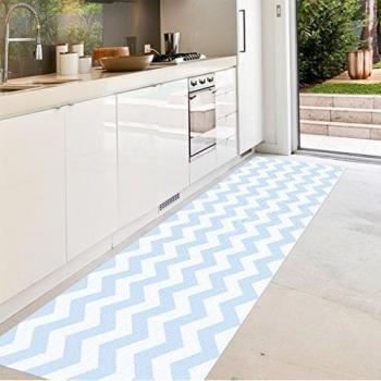 VINILIKO, Alfombra de vinilo, Azul y Blanco, 66x150 cm