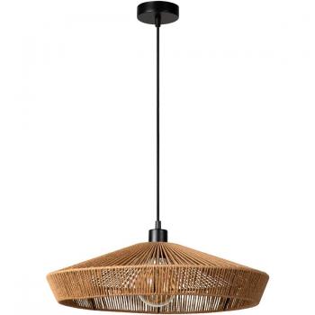 Lámpara colgante Yunkai de papel y madera clara, 1 luz, Ø 50 cm, regulable en altura