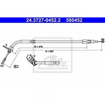 Cable de freno de estacionamiento ATE 24.3727-0452.2 Izquierda