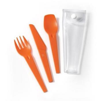 Iris 944311 Set de 3 Cubiertos, Polipropileno, Naranja, 3x16x5.5 cm