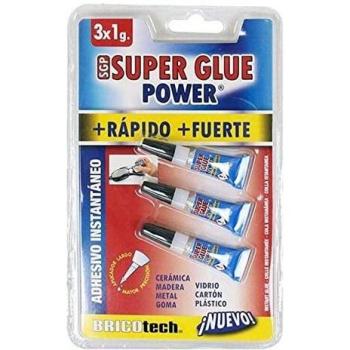 Bricotech S2207241 Pegamento Super Glue Power, 3 Uds