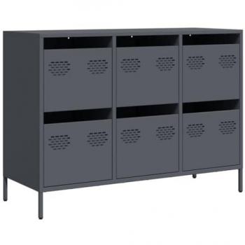 Aparador de acero laminado en frío antracita 101,5x39x73,5 cm, armario de almacenaje, mueble aparador, mueble de almacenaje de cocina, bufé