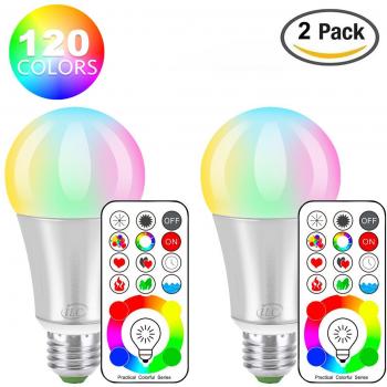iLC Bombillas Colores RGBW LED Bombilla Cambio de Color Edison - RGB 120 de colores Regulable - 10 vatios E26