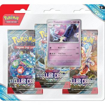 Blister de 3 Sobres de Cartas Coleccionables Pokémon TCG: Scarlet & Violet 7 - Stellar Crown con Carta Promocional Tinkaton