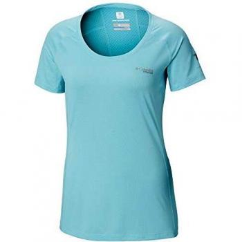 Columbia Camiseta de Manga Corta para Mujer Titan Trail Lite, Mujer, Camiseta para Mujer, 1836871, Azul Claro, Small