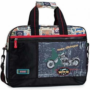 SKPAT - Cartera Extraescolar Niño con Doble Asa, Ajustable y Triple Compartimento - Mochila Bandolera Escolar Niño Ligera y Resistente - Maletín 130506, Negro