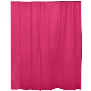 Fuchsia PEVA Shower Curtain 180x200cm with 12 White PP Rings