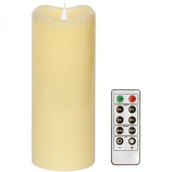 Sin llama velas con control de romote y temporizador, simplux granulada, 3d fireless Flame, cera, funciona con pilas, Marfil, 3 x 7 pulgadas