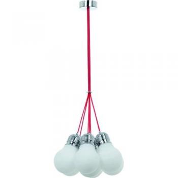 Lámpara de Suspensión Bulb Epikasa, Metal, Vidrio, Cromo, Blanco, 45x45x110 cm