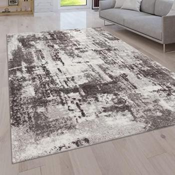 Alfombra Pelo Largo Salon Shaggy Moderna Vintage Diseño Abstracto 80x150 cm, Color Gris