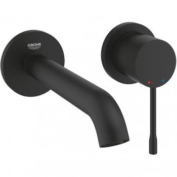 Grifo monomando de lavabo mural Essence 2 agujeros tamaño M, color negro mate, Grohe 29192KF1