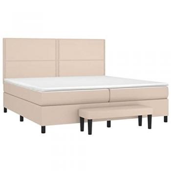 Cama box spring con colchón de cuero sintético capuchino 200x200cm