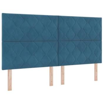 Cabecero LED Geométrico Azul Oscuro 180 cm Terciopelo con Luces de Tira
