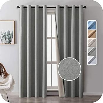 MRTREES 100% Cortinas Habitación Opacas 2 Piezas 132×245cm Cortinas Modernas Gris Oscuro Resistente al Calor y La Luz para Salón Dormitorio Cocina Cuarto Hotel con Ojales