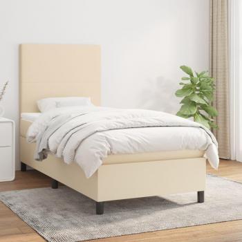 Marco de cama box spring con colchón crema 90x200 cm en tela