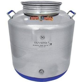 Contenedor de Acero Inoxidable Sansone para Aceite 50 Litros con Tapa a Rosca y Asas