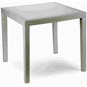 Saturnia 8330120 - Mesa Resina Ratan, color Blanco, Tamaño King 80 x 80 cm
