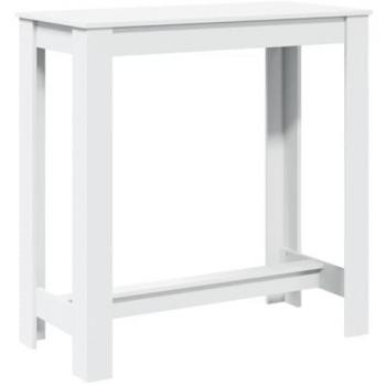 Mesa alta de bar madera ingeniería blanca 102x50x103,5 cm
