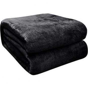 Manta Cama 135-150, Mantas para Sofás Extra Grande Microfibre Franela Extra Suave, Cama, Viajes, Viajes, Adultos, niños, Animales, Negro 210 X 240 CM