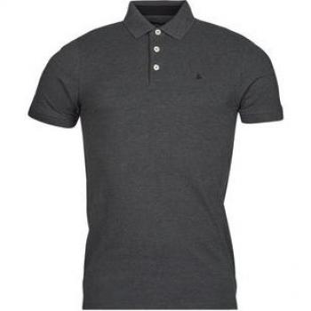 Jack & Jones Men's Slim Fit Dark Grey Melange Tipped Pique Polo Shirt