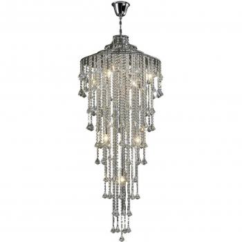 Colgante de racimo de techo alto Inina 9 luces cromo pulido y cristal