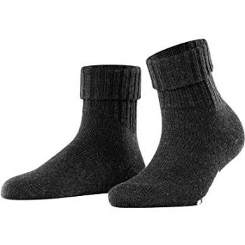 Burlington Plymouth Women's Virgin Wool Turn Over Top Socks - Anthracite Melange, Size 3.5-7