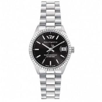 Philip Watch Caribe Urban Women's Quartz Watch - Swiss Made, Stainless Steel, Black Sunray Dial, 100M Water Resistant