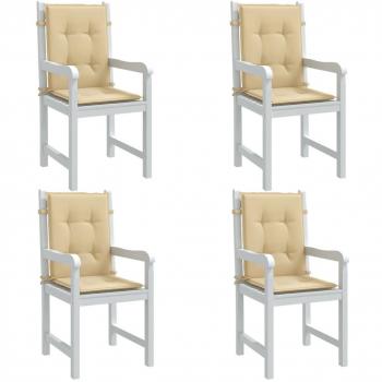 Cojines de silla de respaldo bajo 4 piezas Beige Mélange 100x50x4 cm Tela