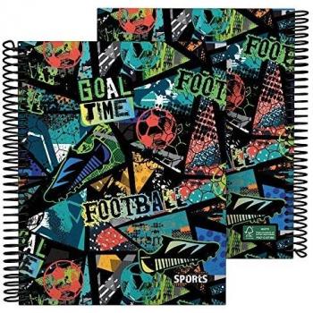 Grafoplás 16512654. Cuaderno A5 Cuadriculado 5x5, Tapa Dura, Espiral, 5 Materiales, Colección Sports