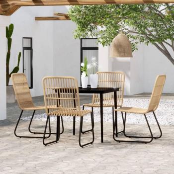 vidaXL 5 Piece Garden Dining Set Oak - Outdoor dining set, includes a table and four chairs, made of durable oak wood, weather-resistant finish, suitable for garden or patio use, easy to assemble