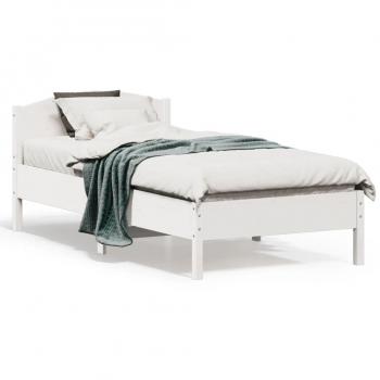 Cama sin colchón blanca 75x190 cm en madera maciza de pino con cabecero Vidaxl