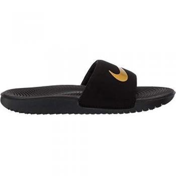 Nike Kawa Kids Slide Sandals - Black/Metallic Gold, Size 28
