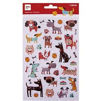 APLI Kids 19318 - Pegatinas de perros modelo WOOF! - Incluye 1 hoja con 35 pegatinas de adhesivo permanente