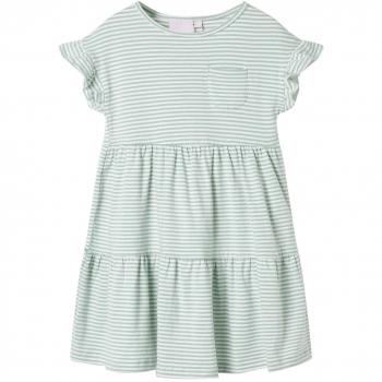 Vestido infantil de mangas con volantes verde menta 104