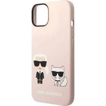 Funda de Silicona Dura Karl y Choupette MagSafe Rosa para iPhone 14, KLHMP14SSSKCI
